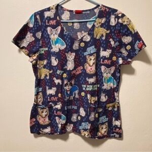 Dickies Scrub Top Women’s Animal Graphic Blue Pockets Short Sleeve‎ No Si…